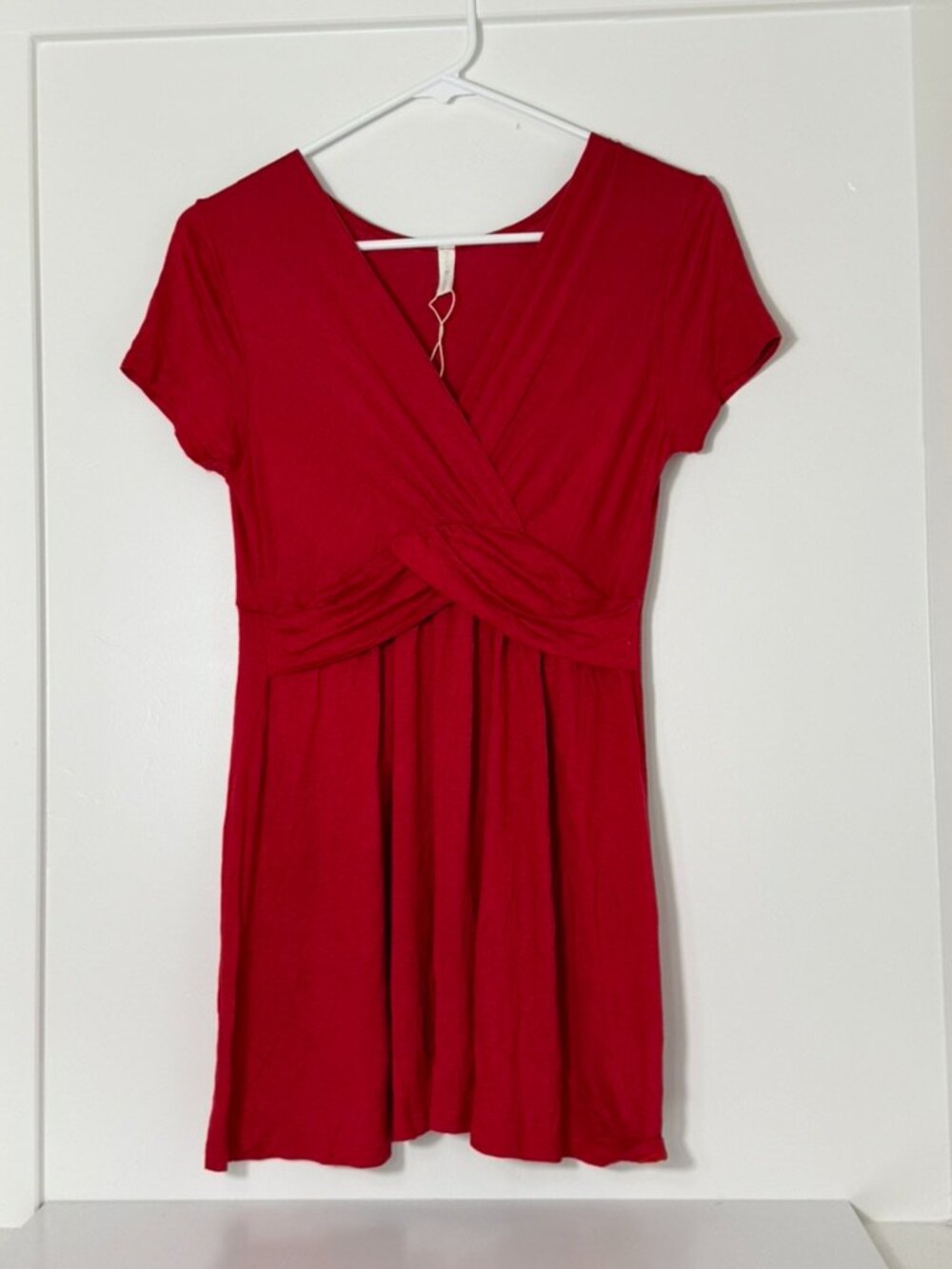 PinkBlush Red Short Sleeve V-Neck Maternity Dress / Tunic Top Size Medium